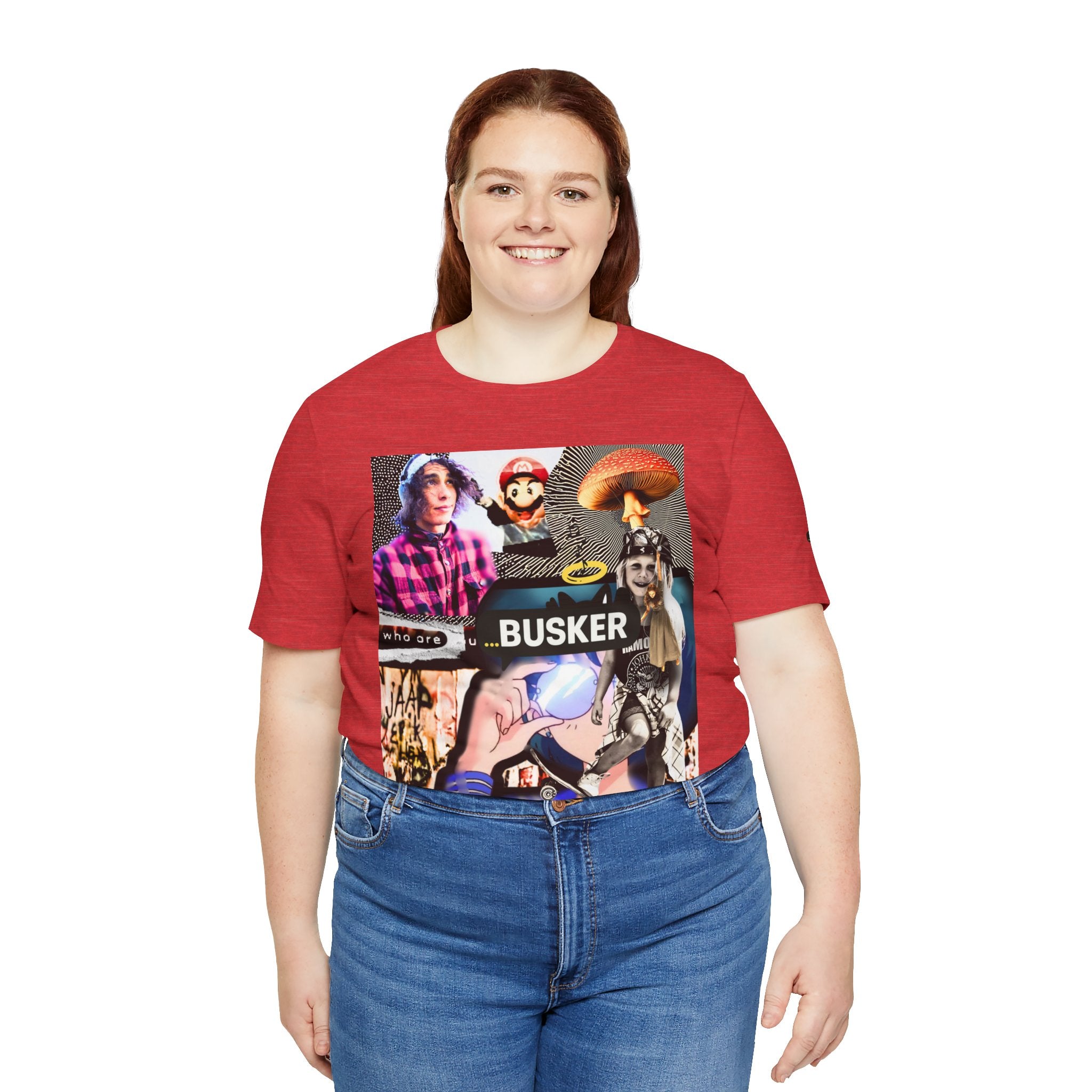 Busker Vibe Unisex Tee - Music & Art Collage Design