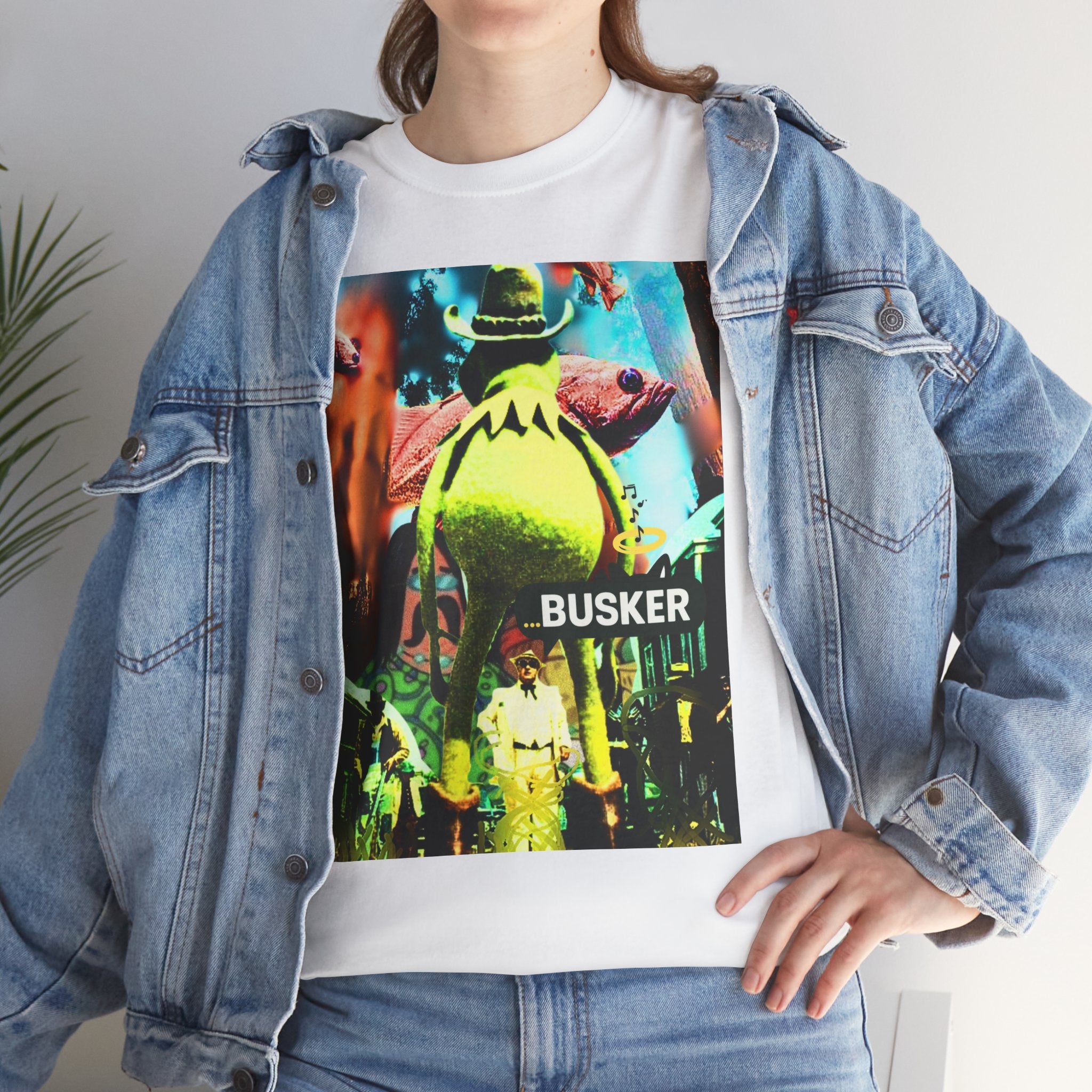 Vibrant Busker Graphic Tee for Art Enthusiasts