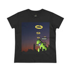 Dinosaur Busker Tee - Fun Women's Cotton T-Shirt, Casual Wear, Gift for Music Lovers, Dinosaur Design, Summer Essential