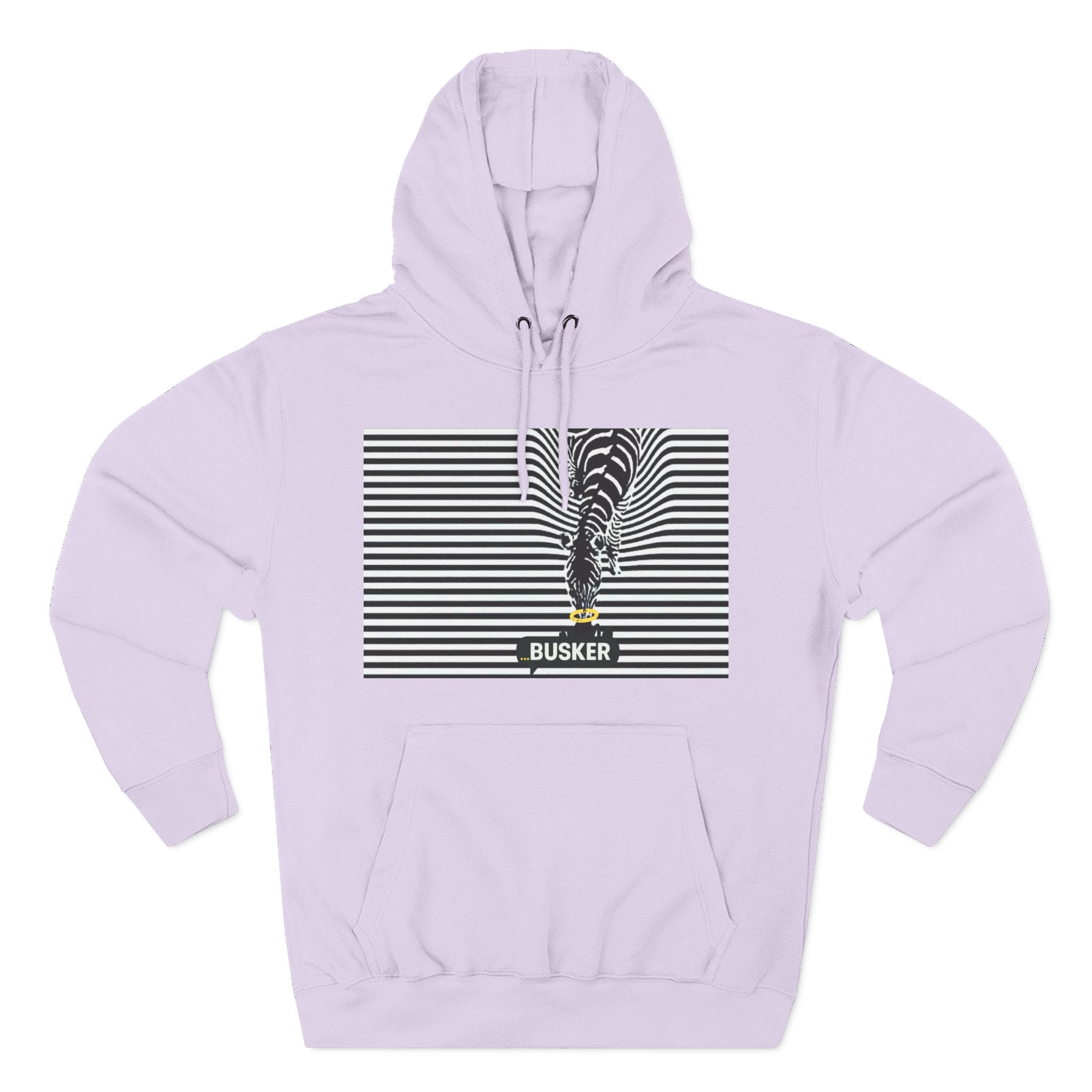 Busker Three-Panel Fleece Hoodie, Striped Design, Unisex Fashion Hoodie, Cozy Gift for Music Lovers, Street Performer Style