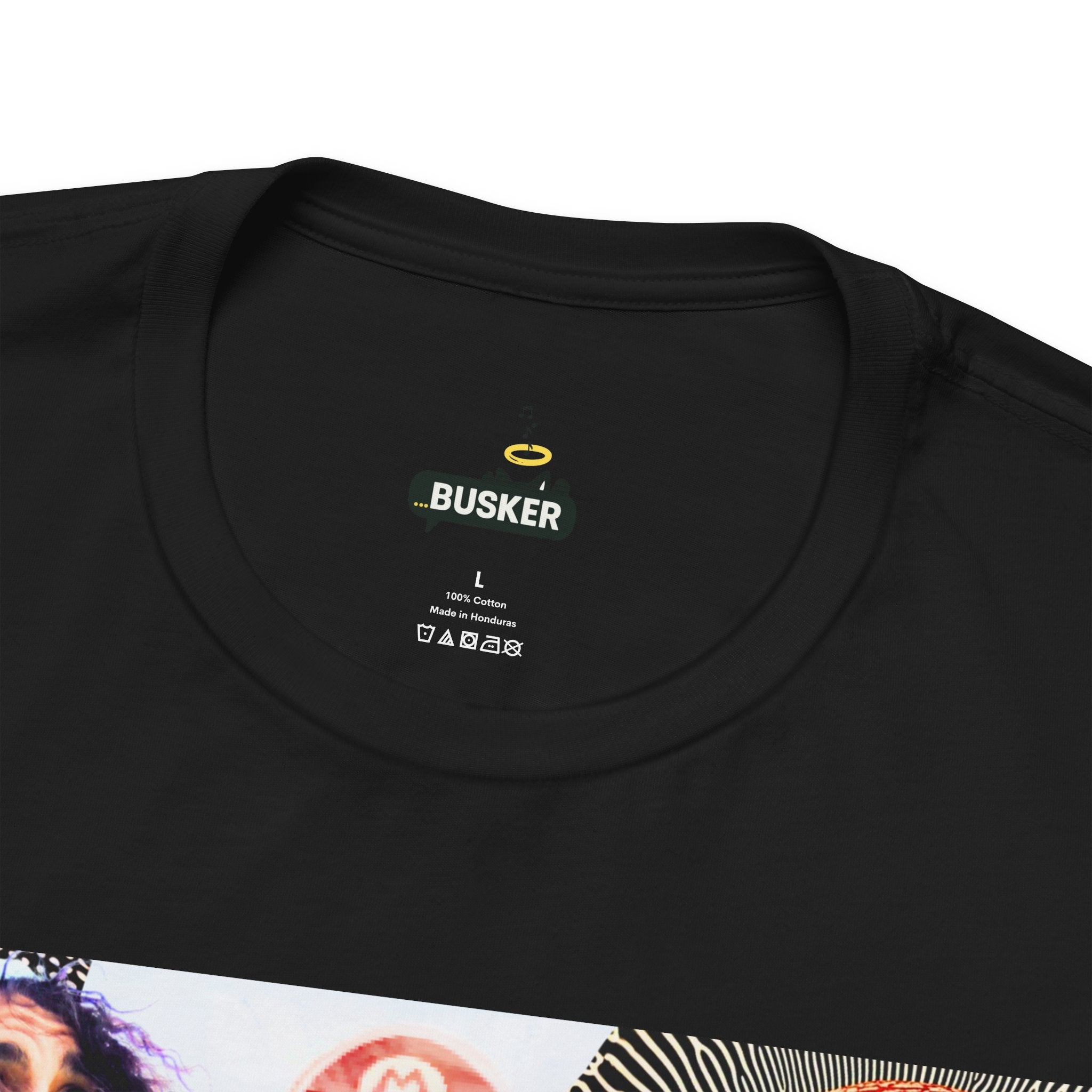 Busker Vibe Unisex Tee - Music & Art Collage Design