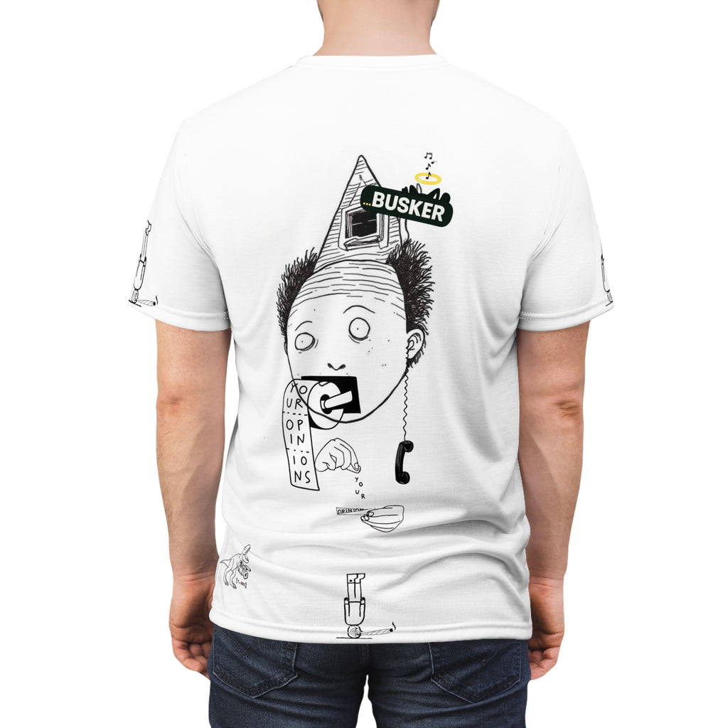 Whimsical Unisex Graphic Tee, Funny T-Shirt for Music Lovers, Unique Gift for Buskers, Street Performer Apparel, Quirky Art Shirt