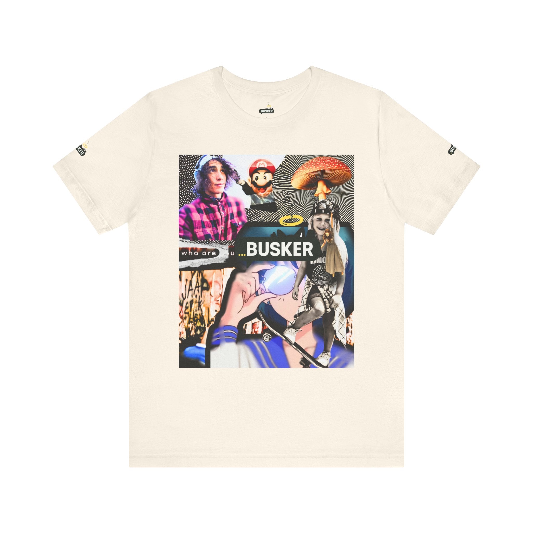Busker Vibe Unisex Tee - Music & Art Collage Design