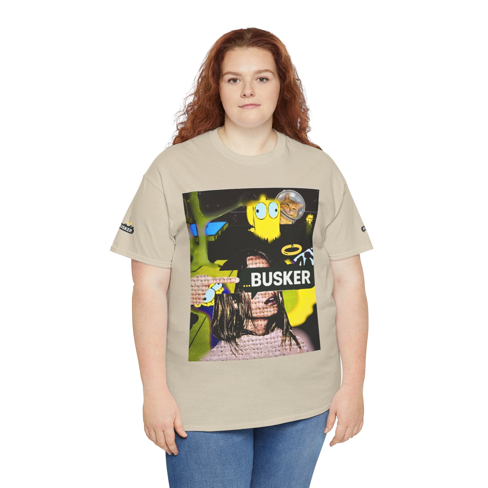 Artistic Unisex Heavy Cotton Tee - 'BUSKER' Graphic Design