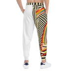 Vibrant AOP Athletic Joggers with Retro Rainbow Design
