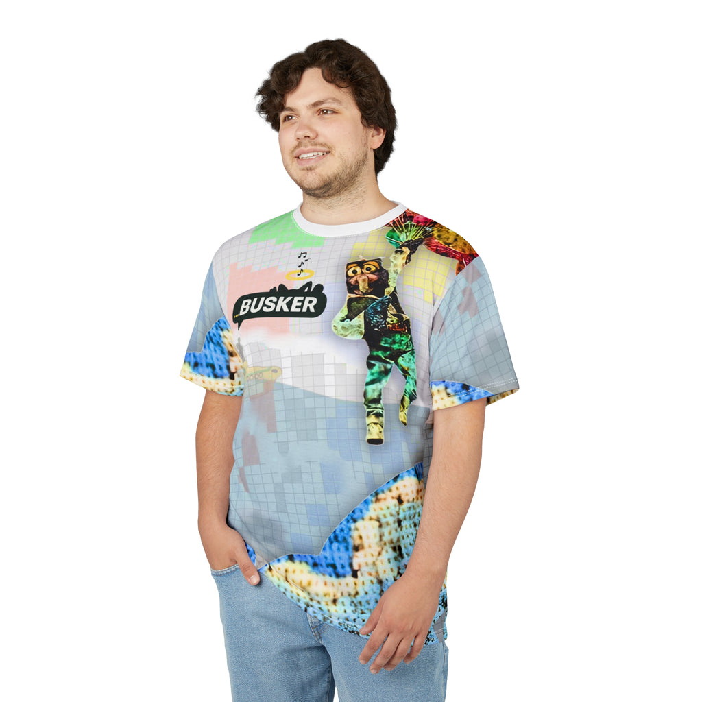 Colorful Unisex Cut & Sew Tee - 'BUSKER' Graphic Design for Creative Souls
