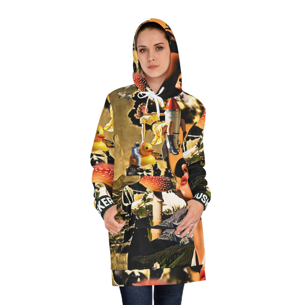 Bohemian Women's Hoodie Dress - Colorful AOP with Retro Vibes