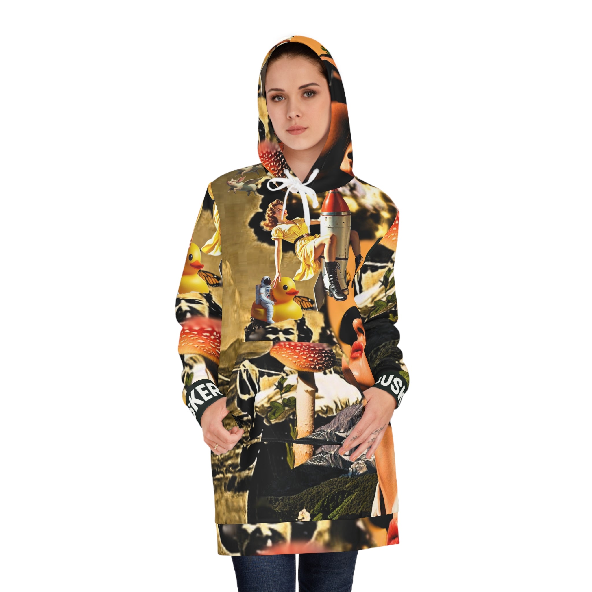 Bohemian Women's Hoodie Dress - Colorful AOP with Retro Vibes