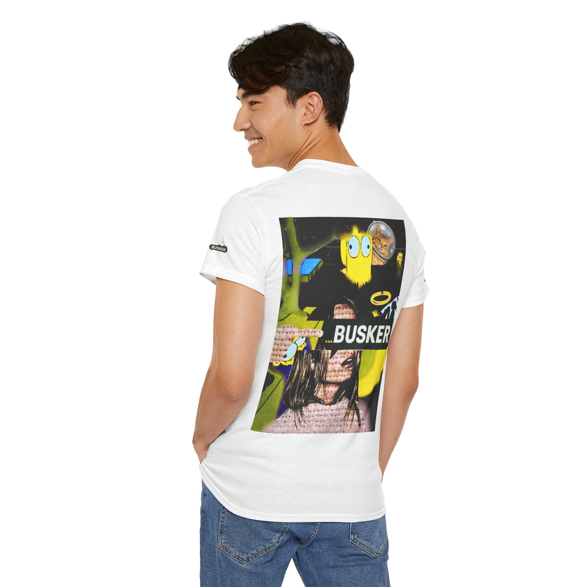 Artistic Unisex Heavy Cotton Tee - 'BUSKER' Graphic Design