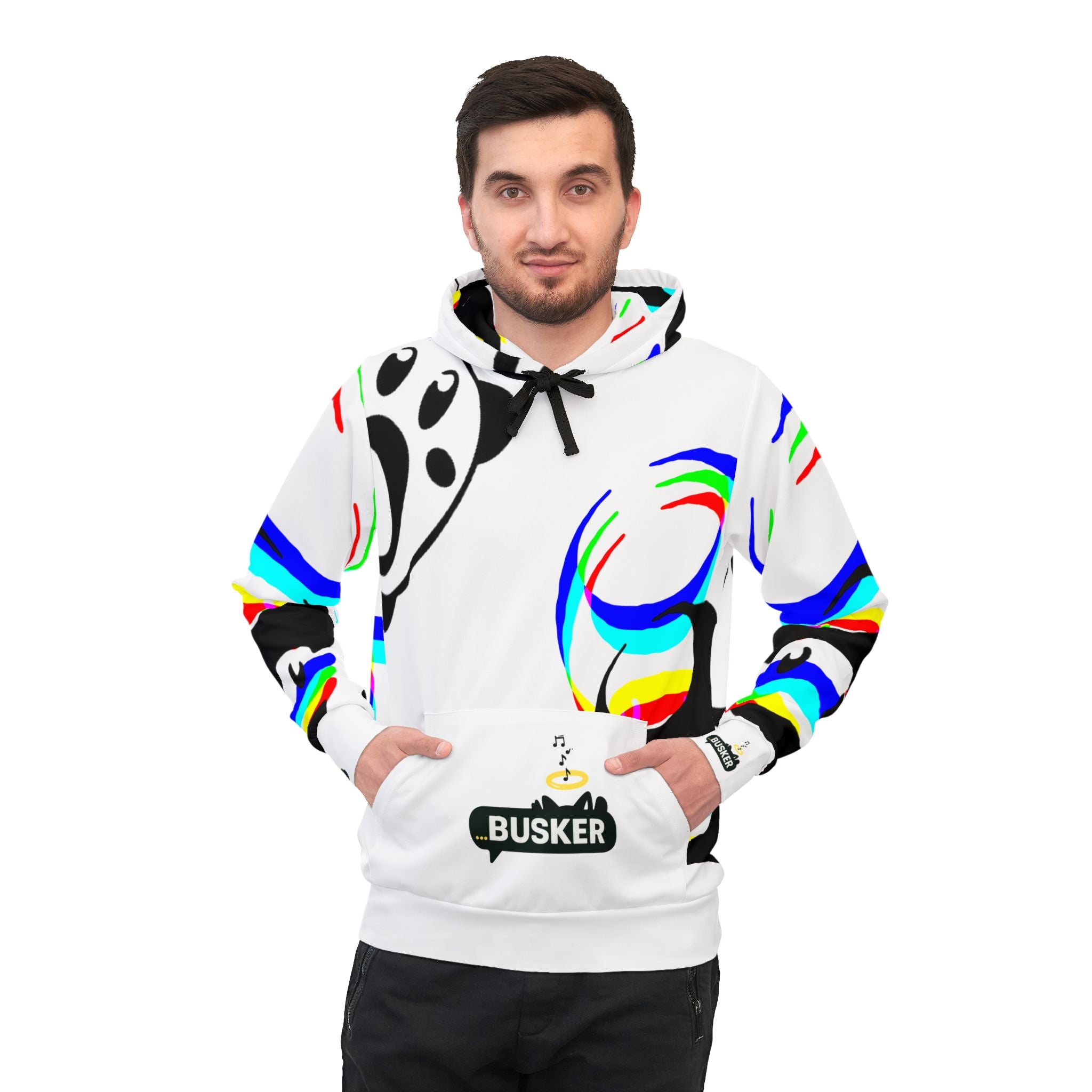 Colorful Panda Graphic Athletic Hoodie for Fun & Comfort, Gift for Sports Lovers, Trendy Apparel, Streetwear Style, Unisex