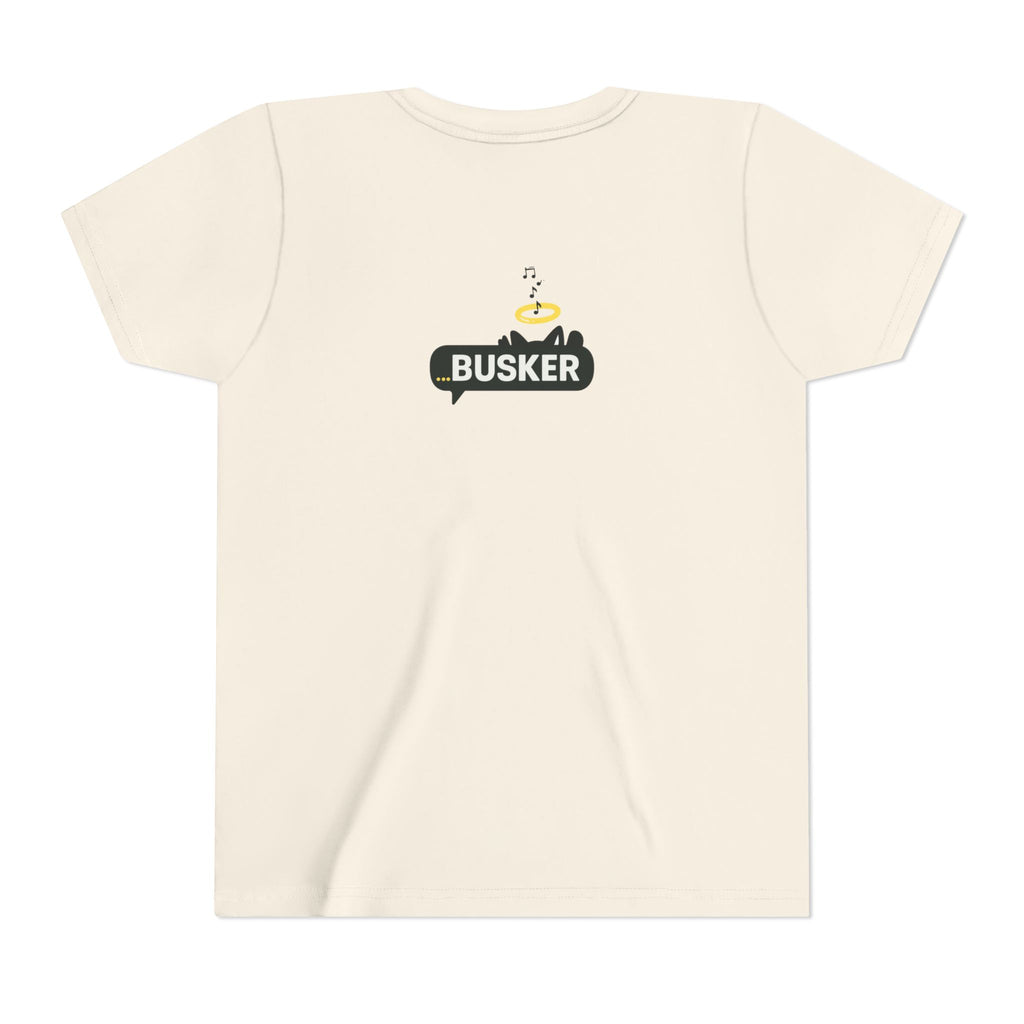 Busker Youth Short Sleeve Tee, Fun Summer Tee, Music Lover Gift, Kids Graphic T-Shirt, Festival Outfit, Creative Gift Idea