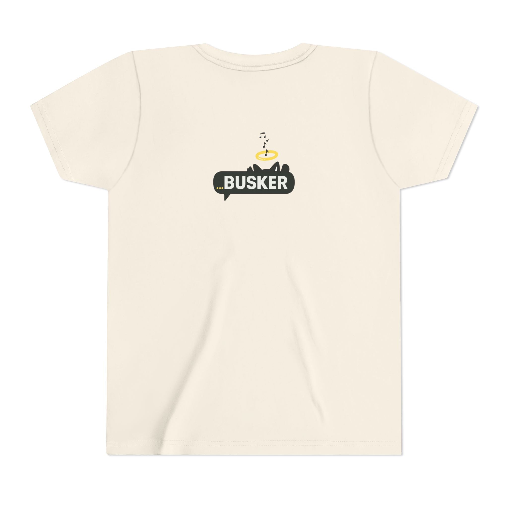 Busker Youth Short Sleeve Tee, Fun Summer Tee, Music Lover Gift, Kids Graphic T-Shirt, Festival Outfit, Creative Gift Idea