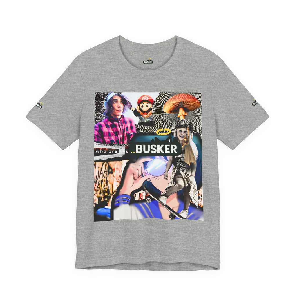 Busker Vibe Unisex Tee - Music & Art Collage Design