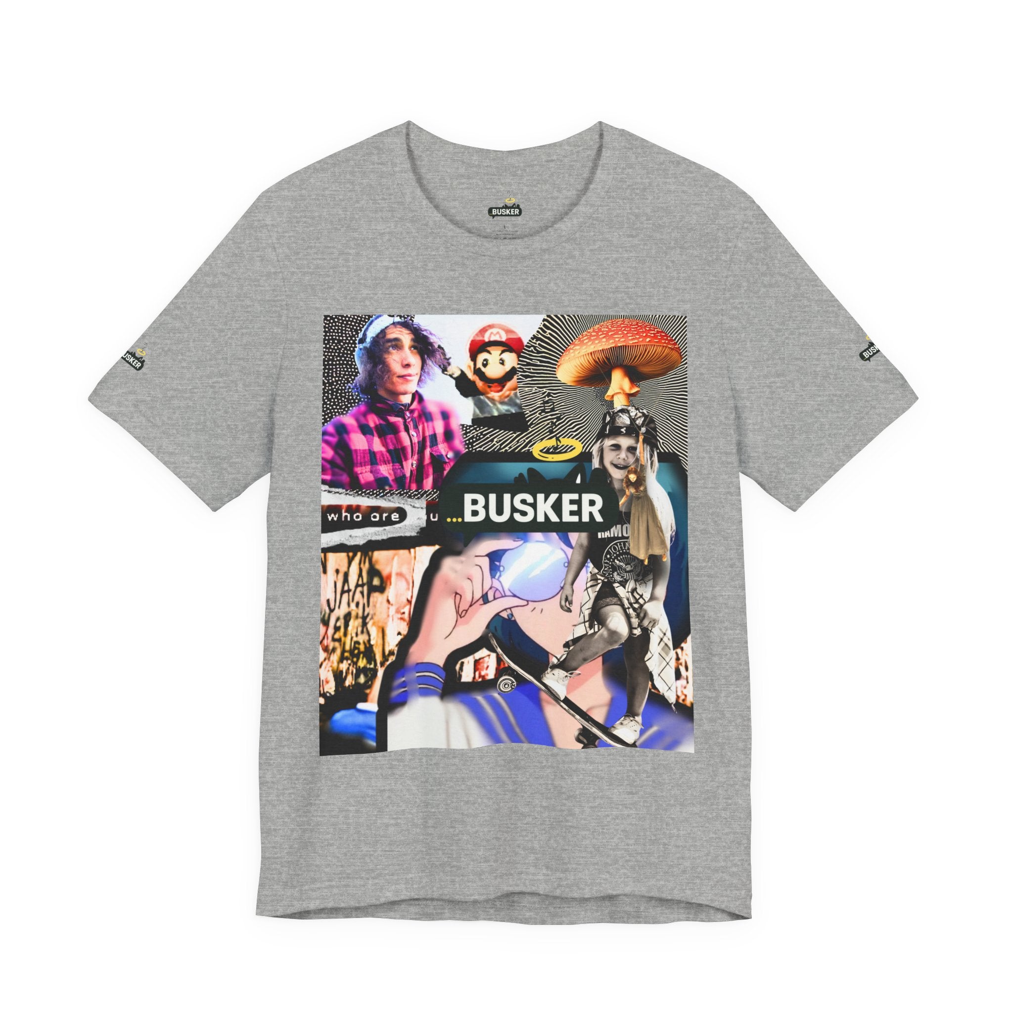 Busker Vibe Unisex Tee - Music & Art Collage Design