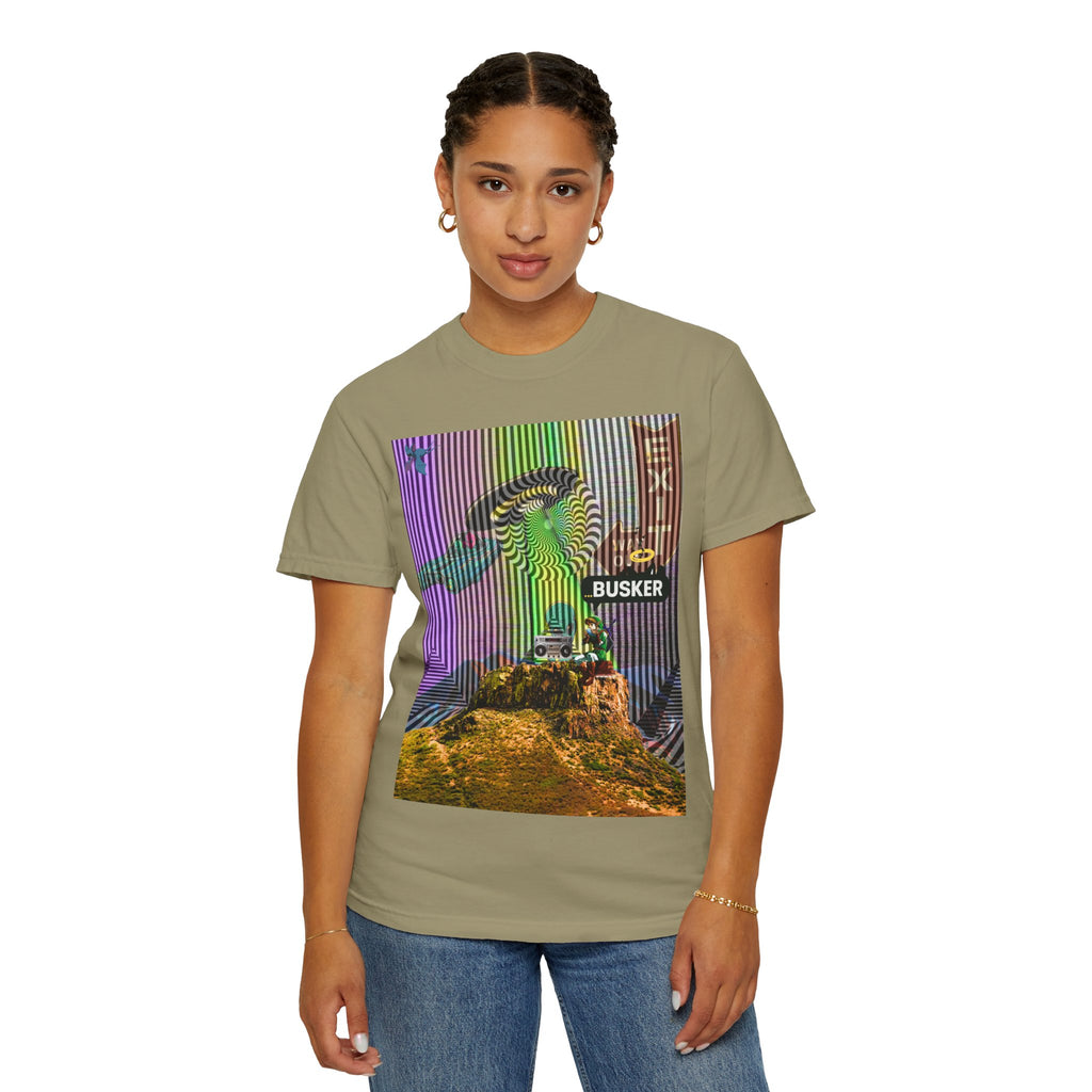 Psychedelic Busker T-Shirt, Unisex Graphic Tee, Music Lover Gift, Festival Wear, Casual Streetwear, Colorful Arttee