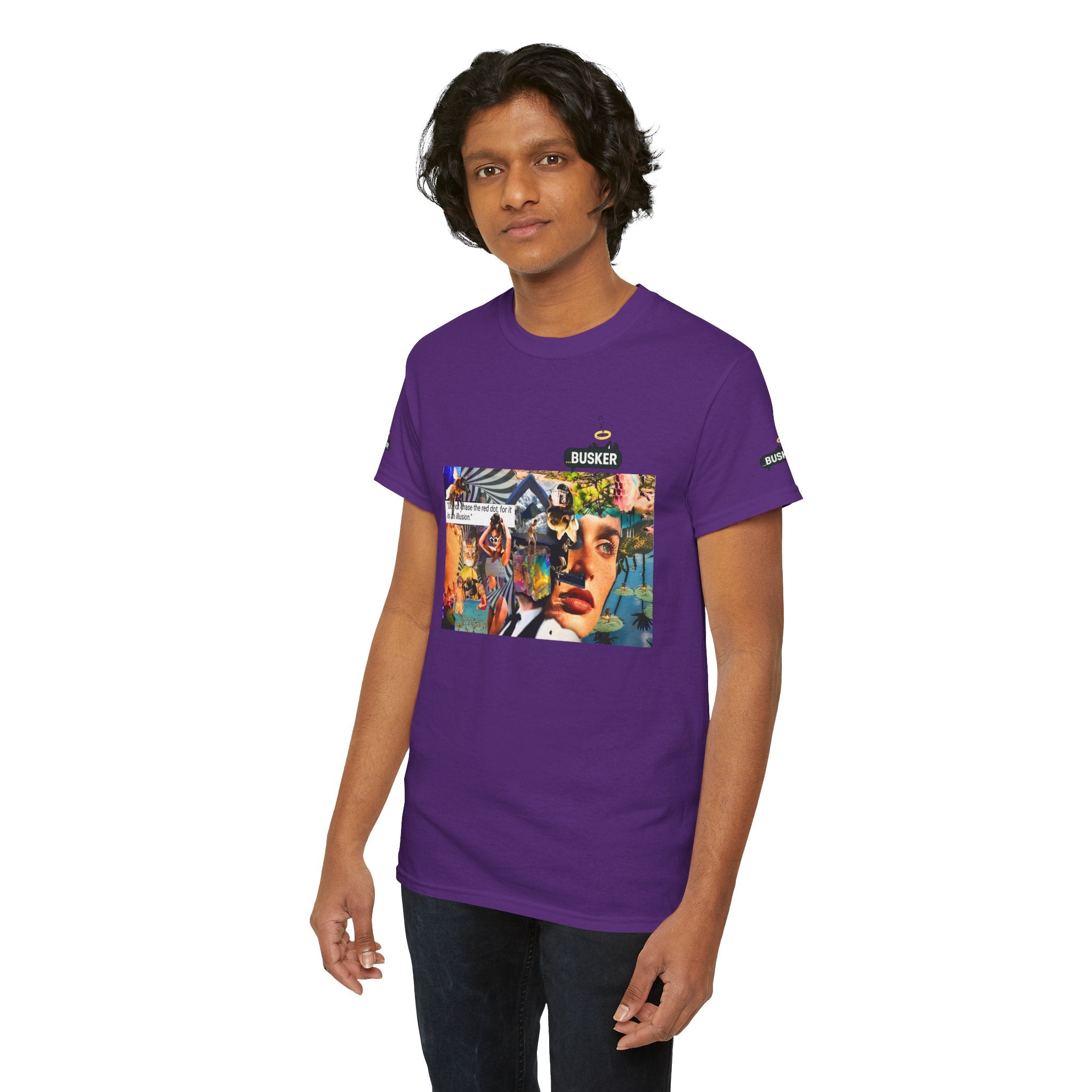 Artistic Unisex Heavy Cotton Tee - Vibrant Busker Design