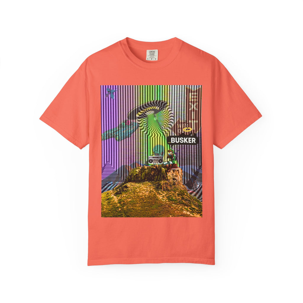 Psychedelic Busker T-Shirt, Unisex Graphic Tee, Music Lover Gift, Festival Wear, Casual Streetwear, Colorful Arttee