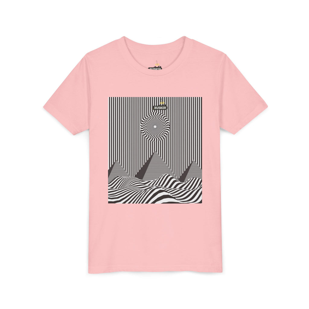 Stylish Youth Tee with Sunset Geometric Design, Summer Apparel, Kids Fashion, Gift for Birthdays, Fun Casual Wear, Graphic Tee