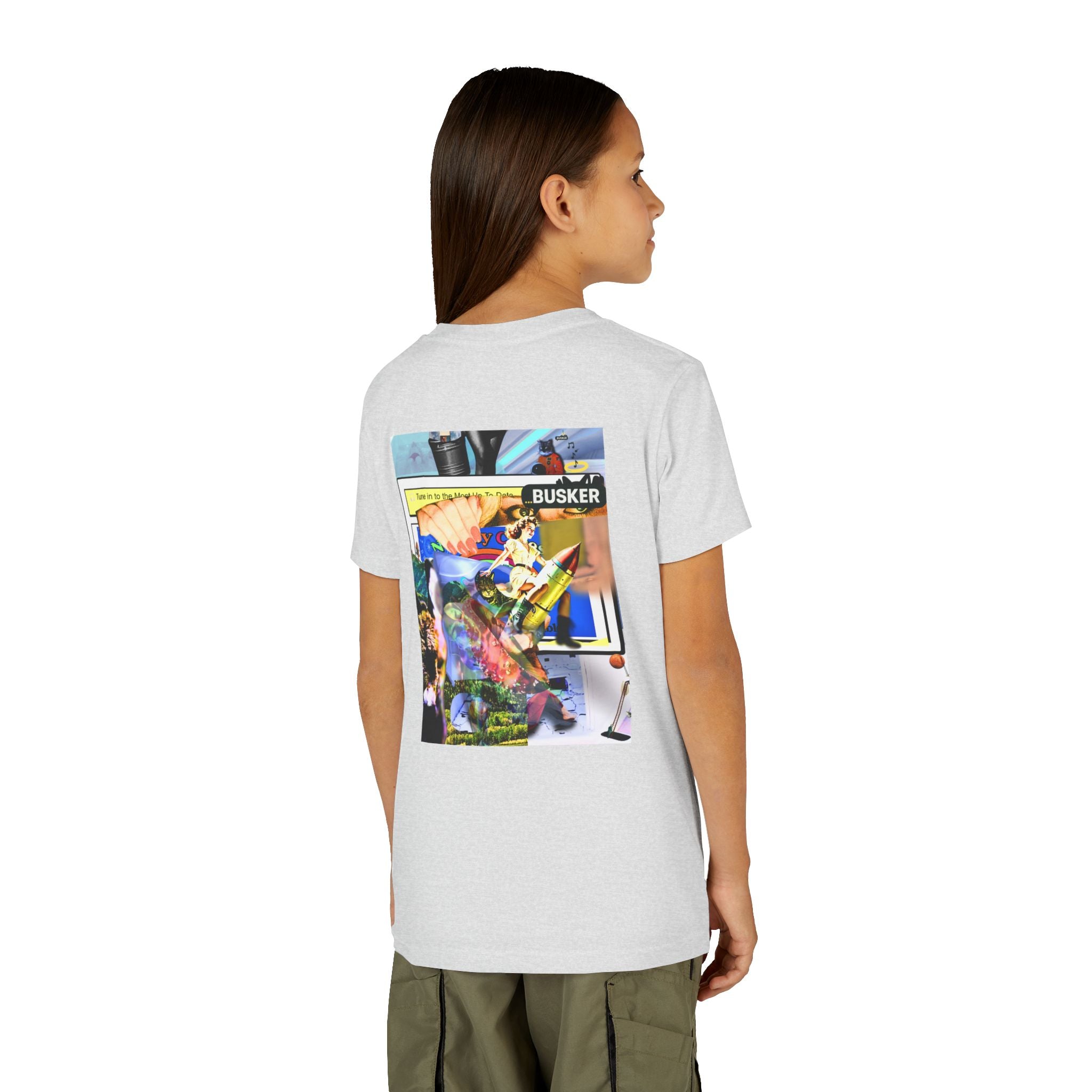 Colorful Youth Short Sleeve Tee - "Busker" Graphic Art Top