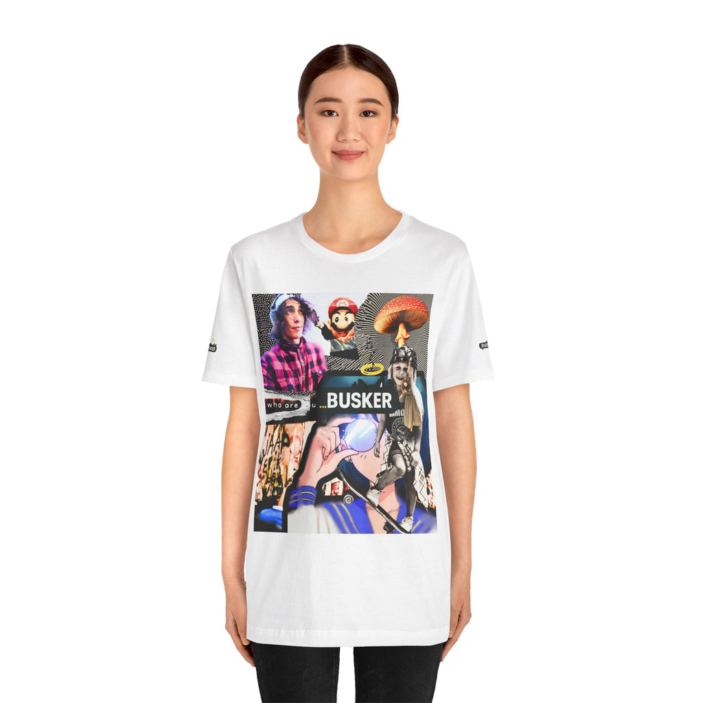 Busker Vibe Unisex Tee - Music & Art Collage Design