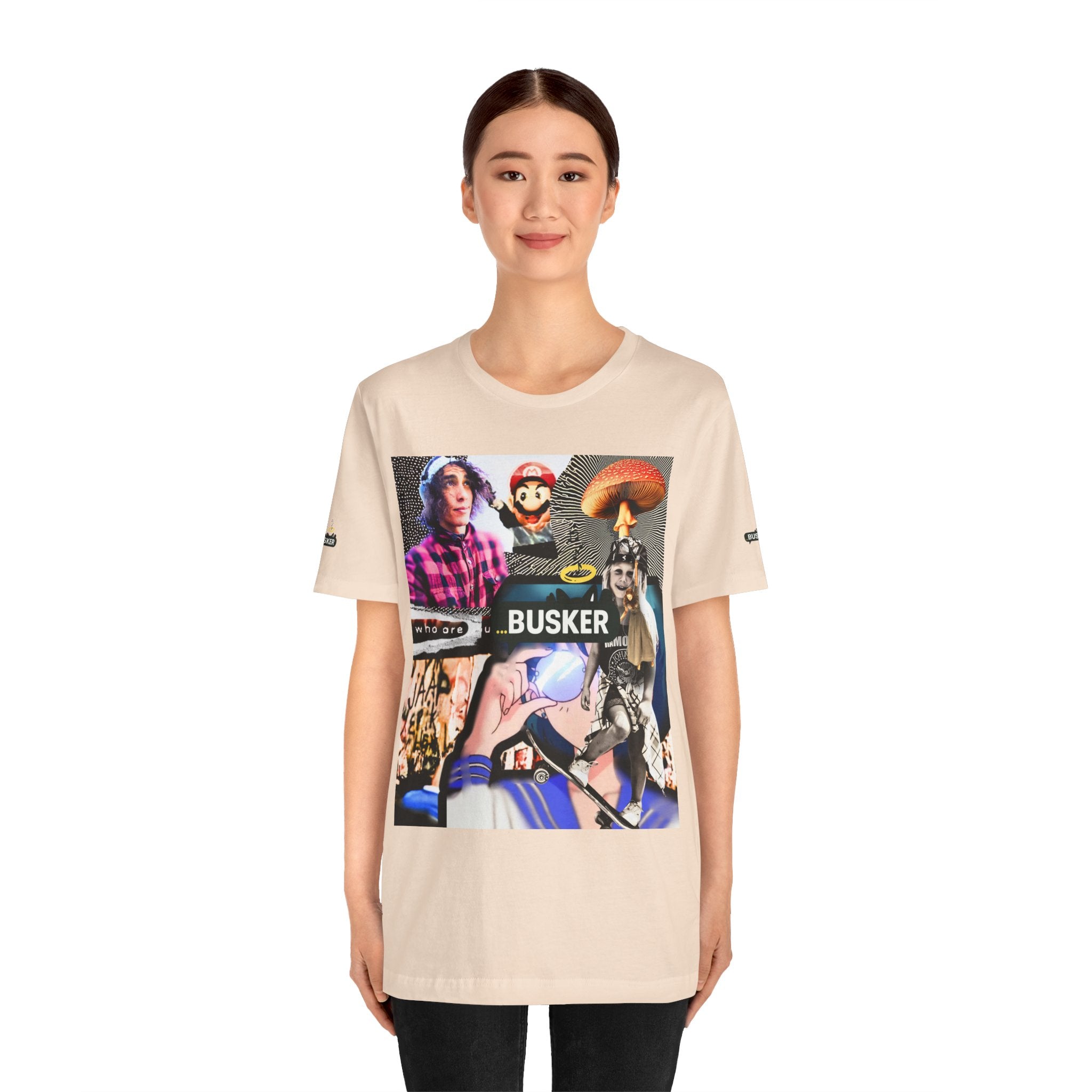 Busker Vibe Unisex Tee - Music & Art Collage Design