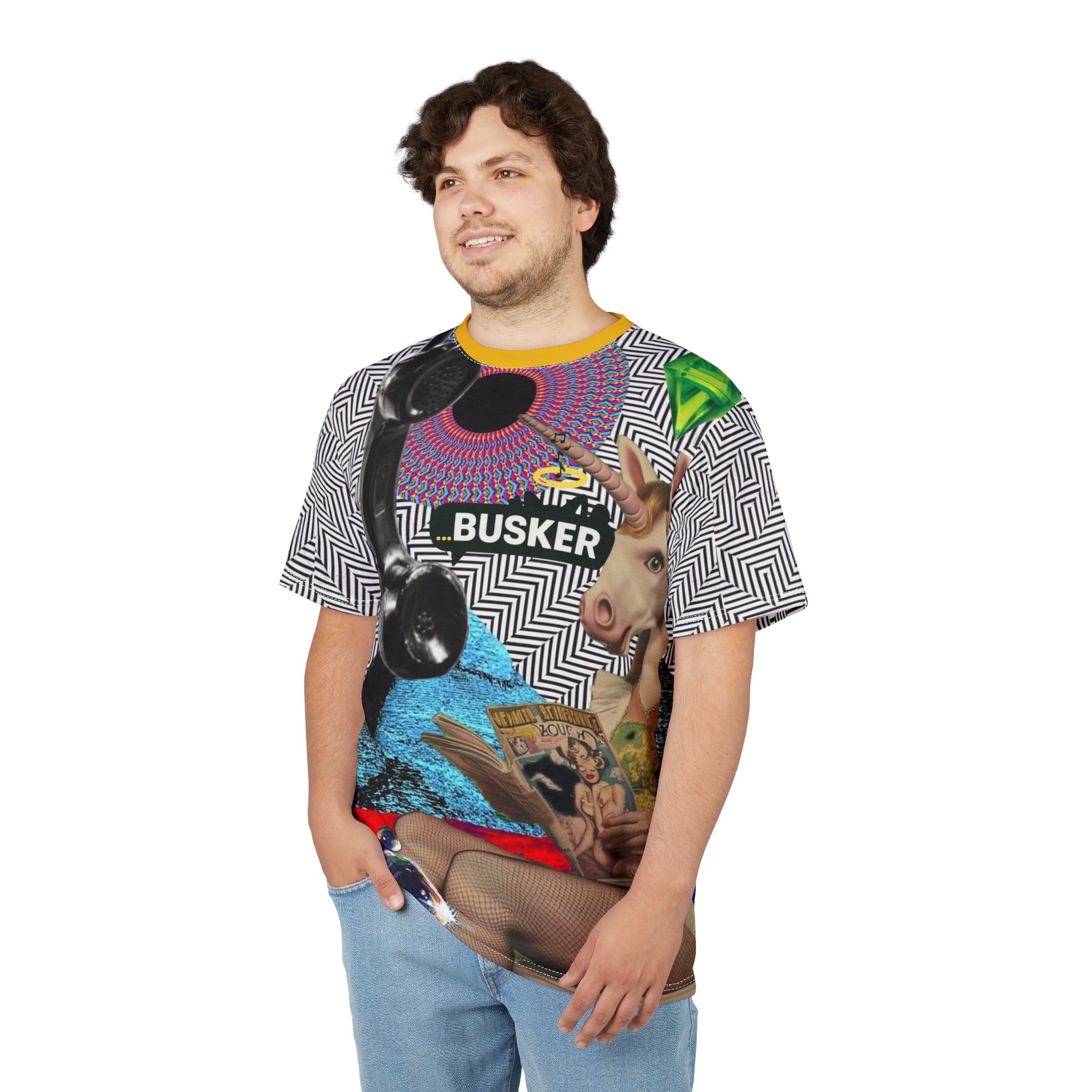 Vibrant Graphic Tee, Unisex Artistic Shirt, AOP T-Shirt for Bold Fashion, Unique Gift for Creatives, Streetwear Style, Fun Statement Tee