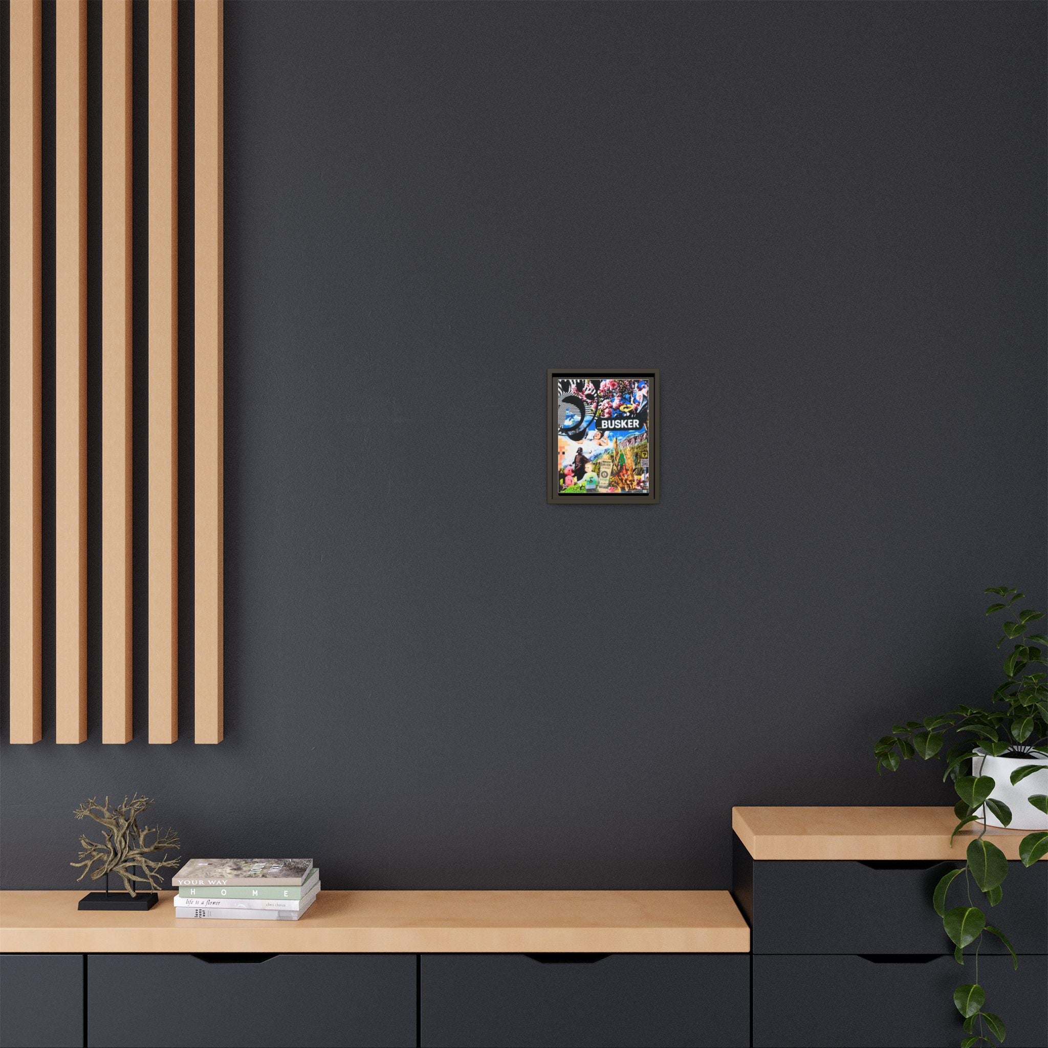 Busker Collage Matte Canvas Print — Framed Multi‑Color Wall Art