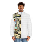 Men's Abstract Art Puffer Jacket - Colorful AOP Design