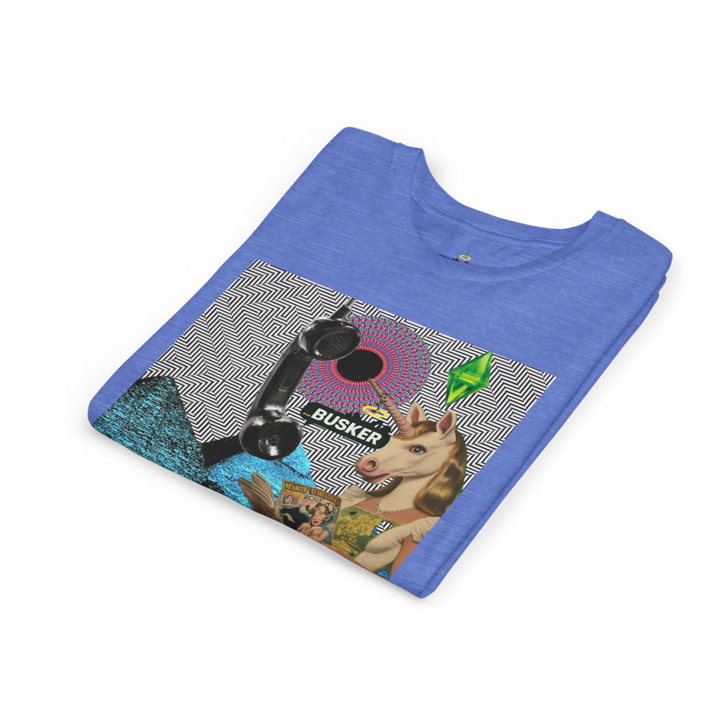 Youth Graphic Tee with Fun 'Busker' Design, Cool Summer Shirt, Gifts for Kids, Festival Attire, Trendy Youthwear