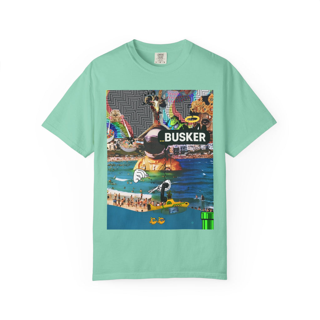 Vibrant Busker T-Shirt, Unisex Graphic Tee, Street Art Inspired Apparel, Casual Wear, Summer Festival Clothing