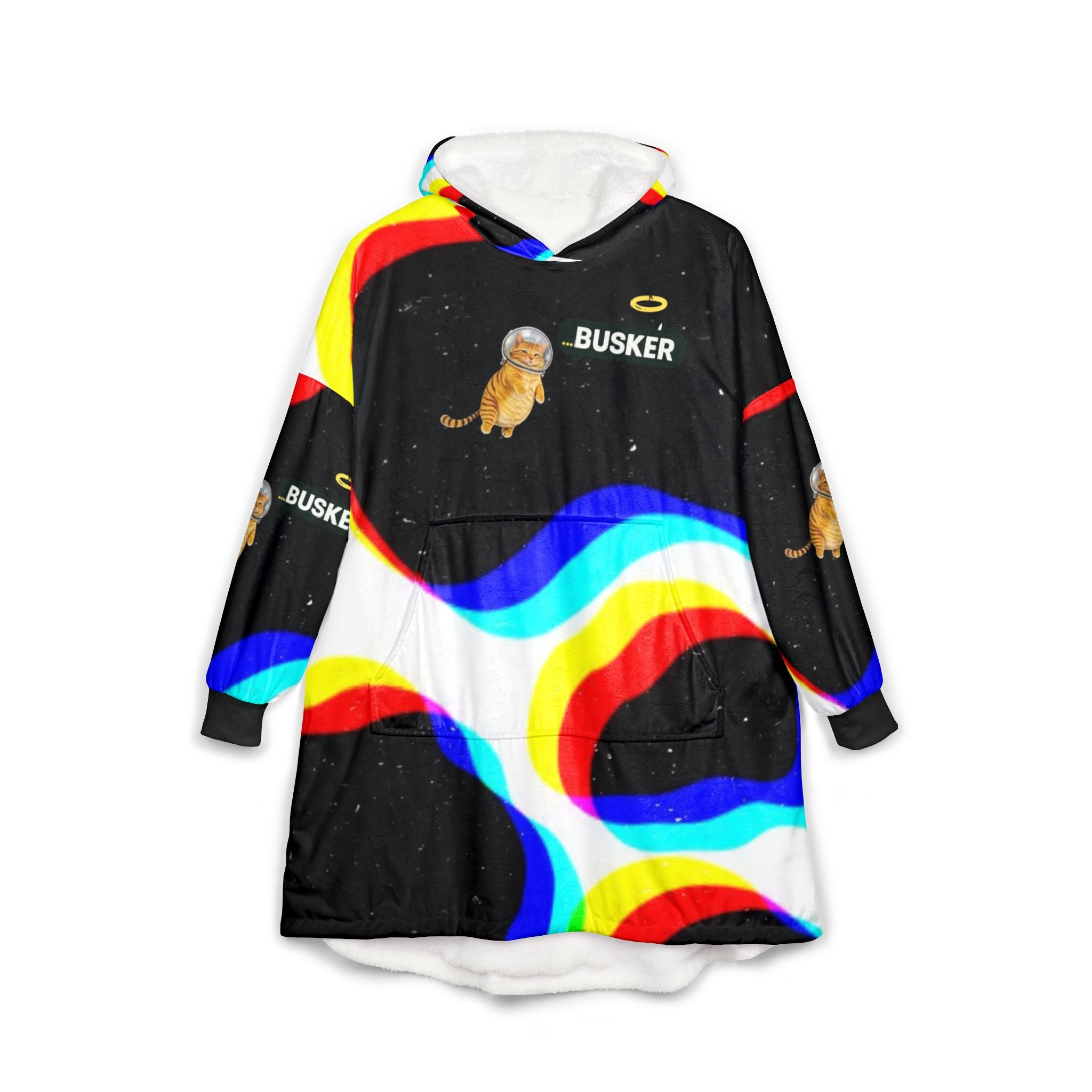 Cozy Unisex Hooded Blanket | Colorful Astronaut Design for Relaxation, Festivals, Movie Nights, Camping, Gift Ideas