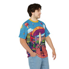 Colorful Mushroom Art Unisex Tee, Funky Graphic Tee, Gift for Music Lovers, Street Art Apparel, Summer Festival Shirt, Unique AOP T-Shirt