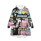 Cozy Unisex Hooded Blanket - Vibrant 'BUSKER' Design for Comfort and Style