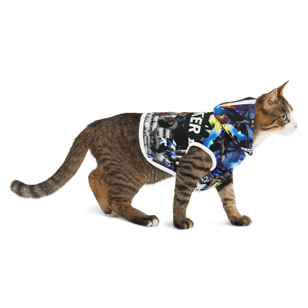 Busker Collage Pet Hoodie — Colorful Urban Music Graphic