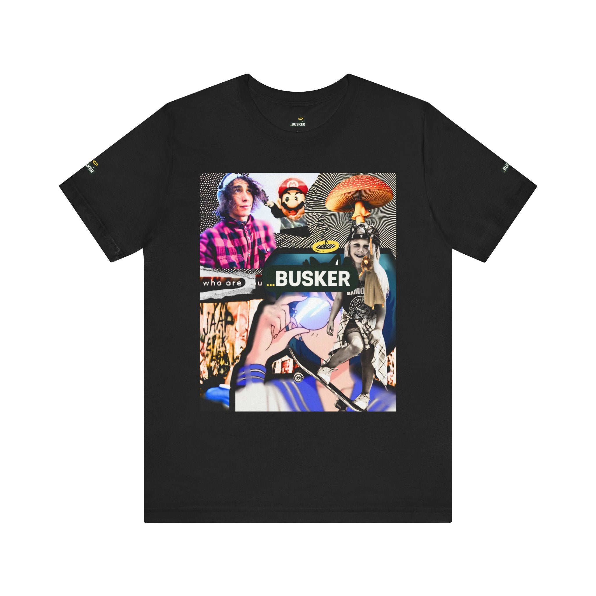 Busker Vibe Unisex Tee - Music & Art Collage Design