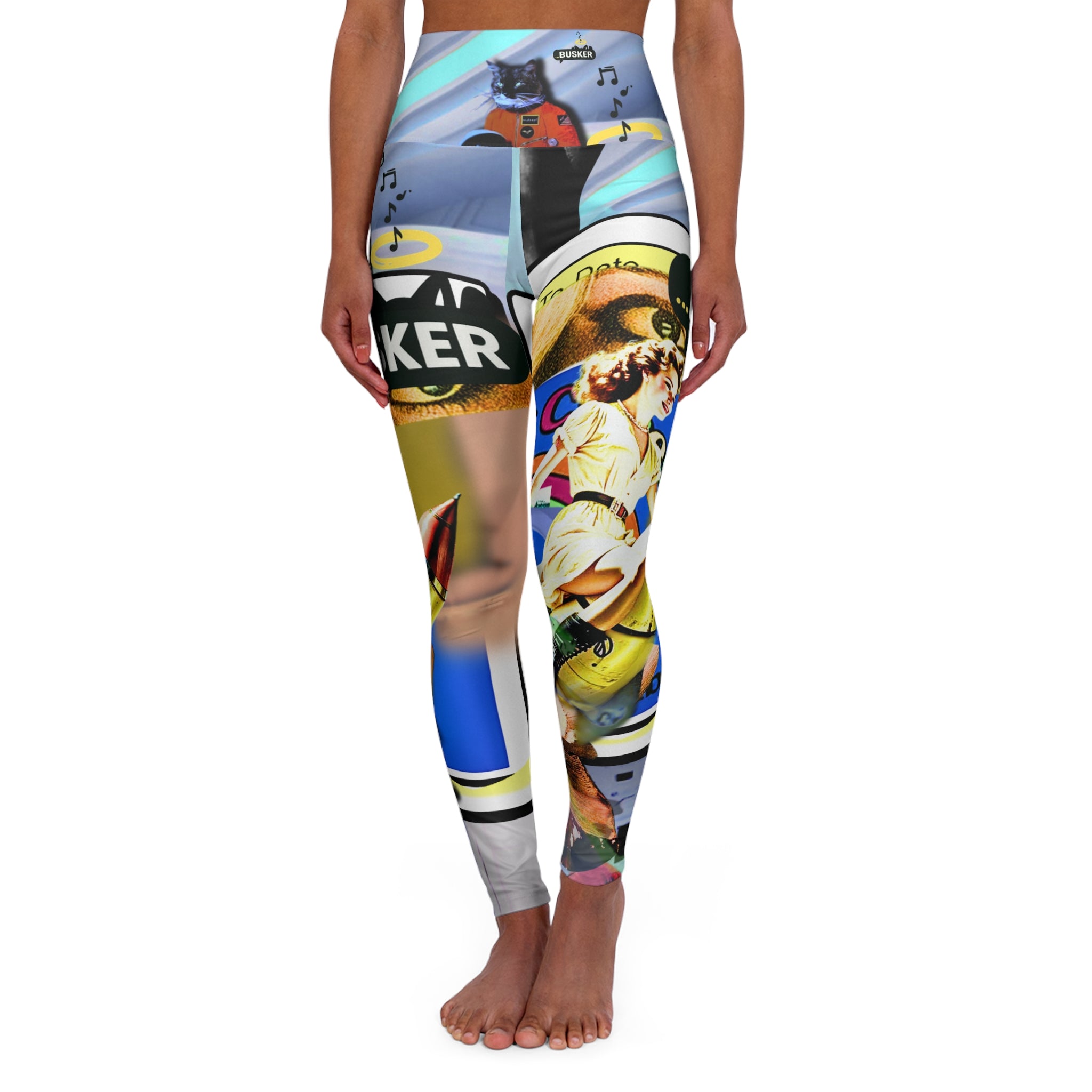 Vibrant High Waisted Yoga Leggings - Colorful AOP Design for Active Lifestyle