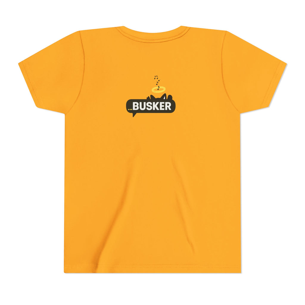 Youth Graphic Tee with Fun 'Busker' Design, Cool Summer Shirt, Gifts for Kids, Festival Attire, Trendy Youthwear