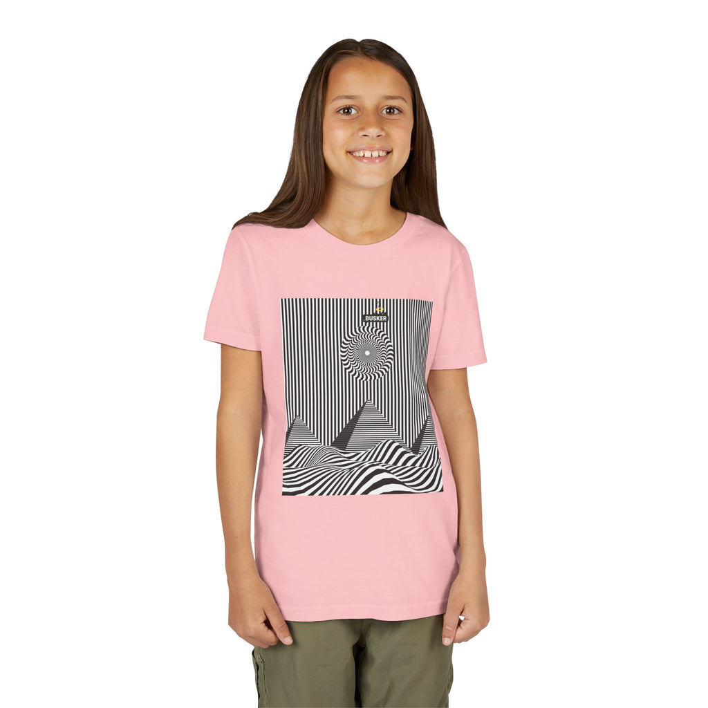 Stylish Youth Tee with Sunset Geometric Design, Summer Apparel, Kids Fashion, Gift for Birthdays, Fun Casual Wear, Graphic Tee