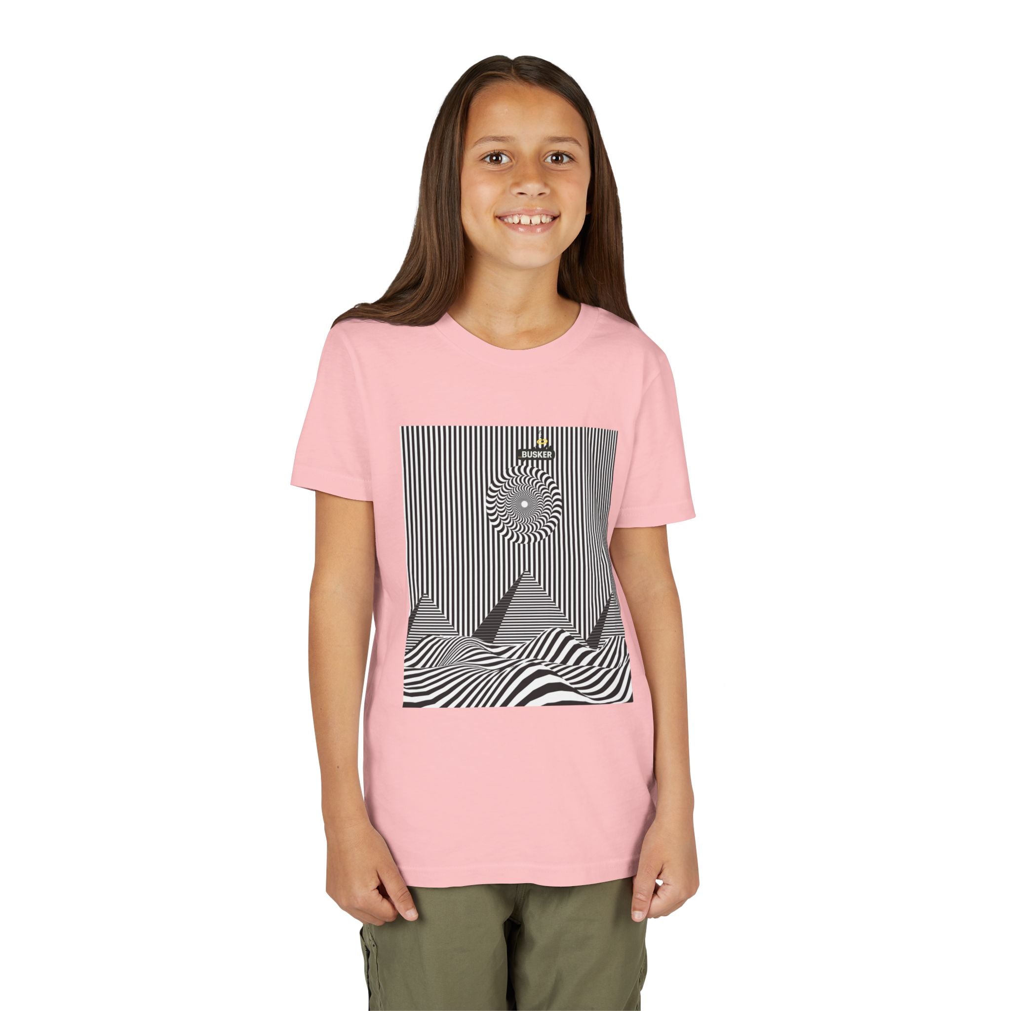 Stylish Youth Tee with Sunset Geometric Design, Summer Apparel, Kids Fashion, Gift for Birthdays, Fun Casual Wear, Graphic Tee