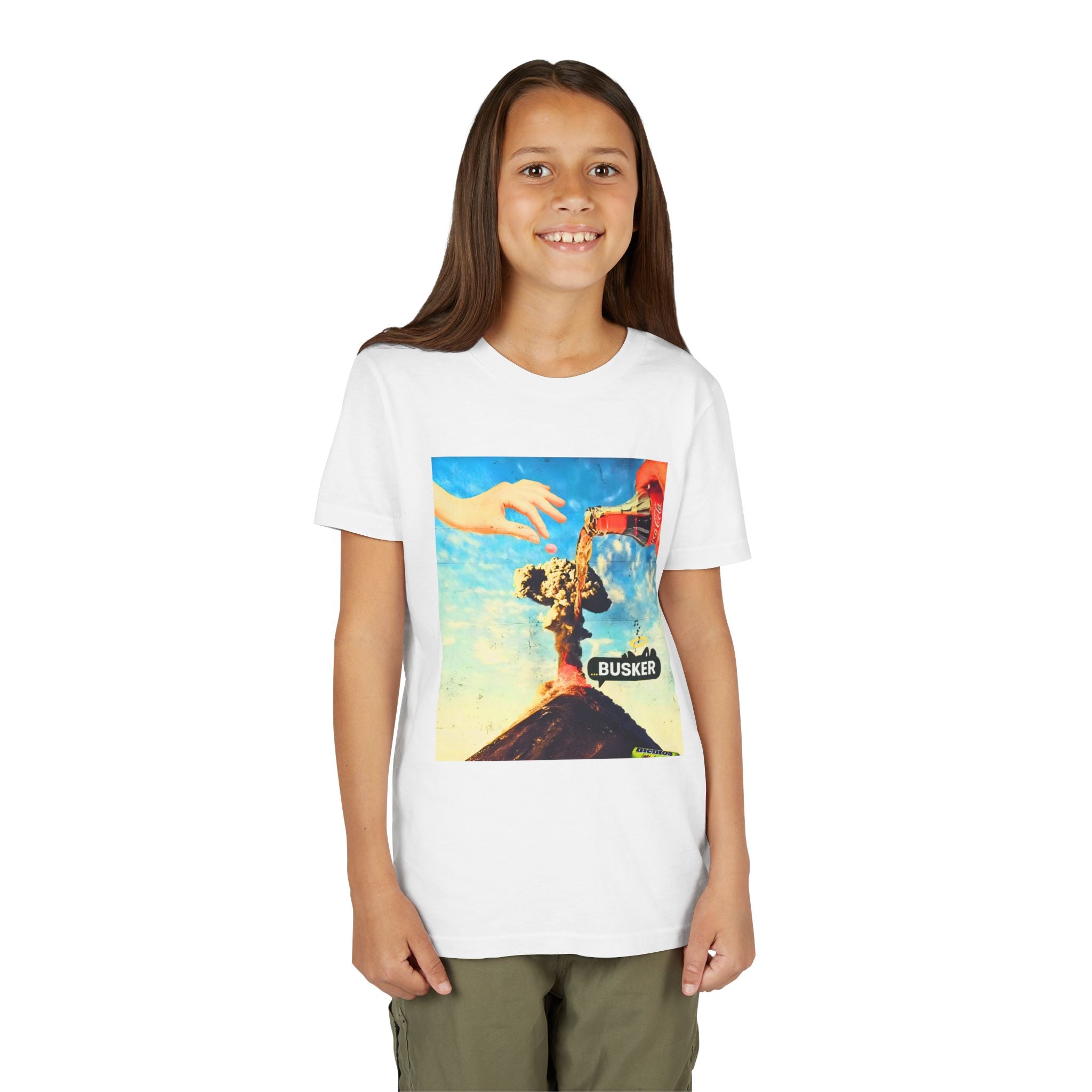 Busker Youth Short Sleeve Tee, Fun Summer Tee, Music Lover Gift, Kids Graphic T-Shirt, Festival Outfit, Creative Gift Idea
