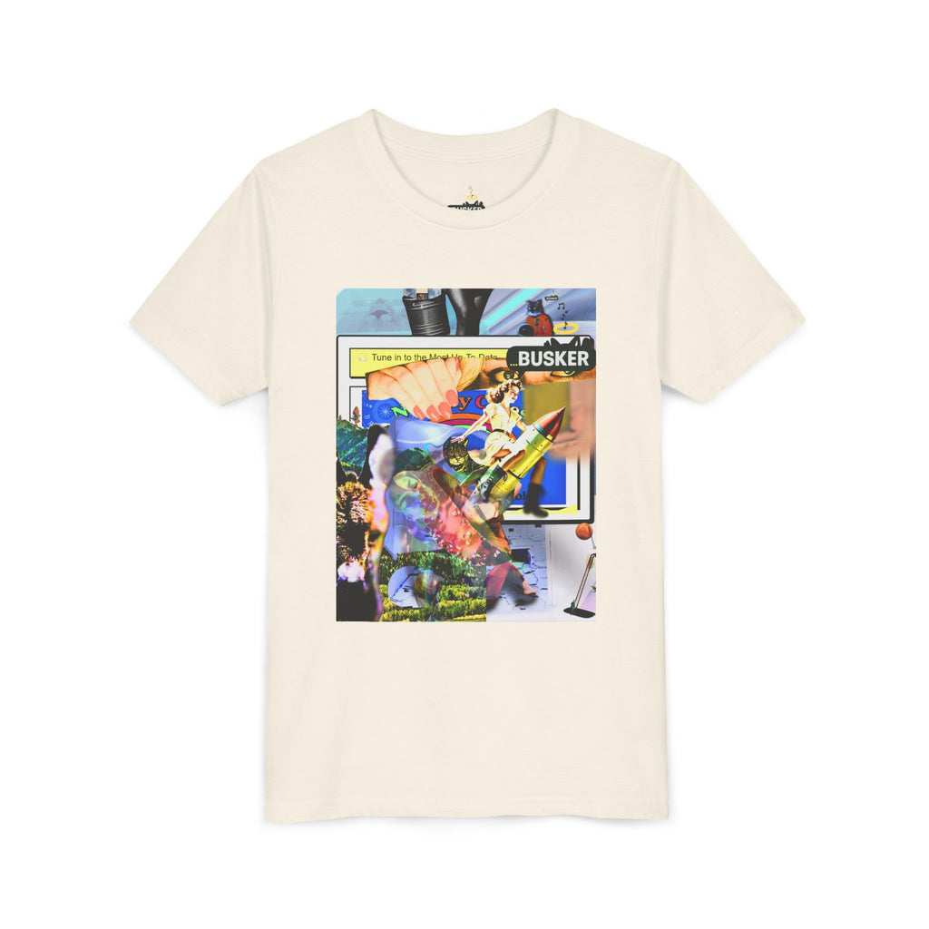 Colorful Youth Short Sleeve Tee - "Busker" Graphic Art Top