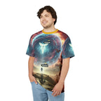 Cosmic Adventure Unisex Tee, Fantasy T-Shirt, Artistic AOP Shirt, Gift for Dreamers, Unique Casual Wear, Festival Clothing