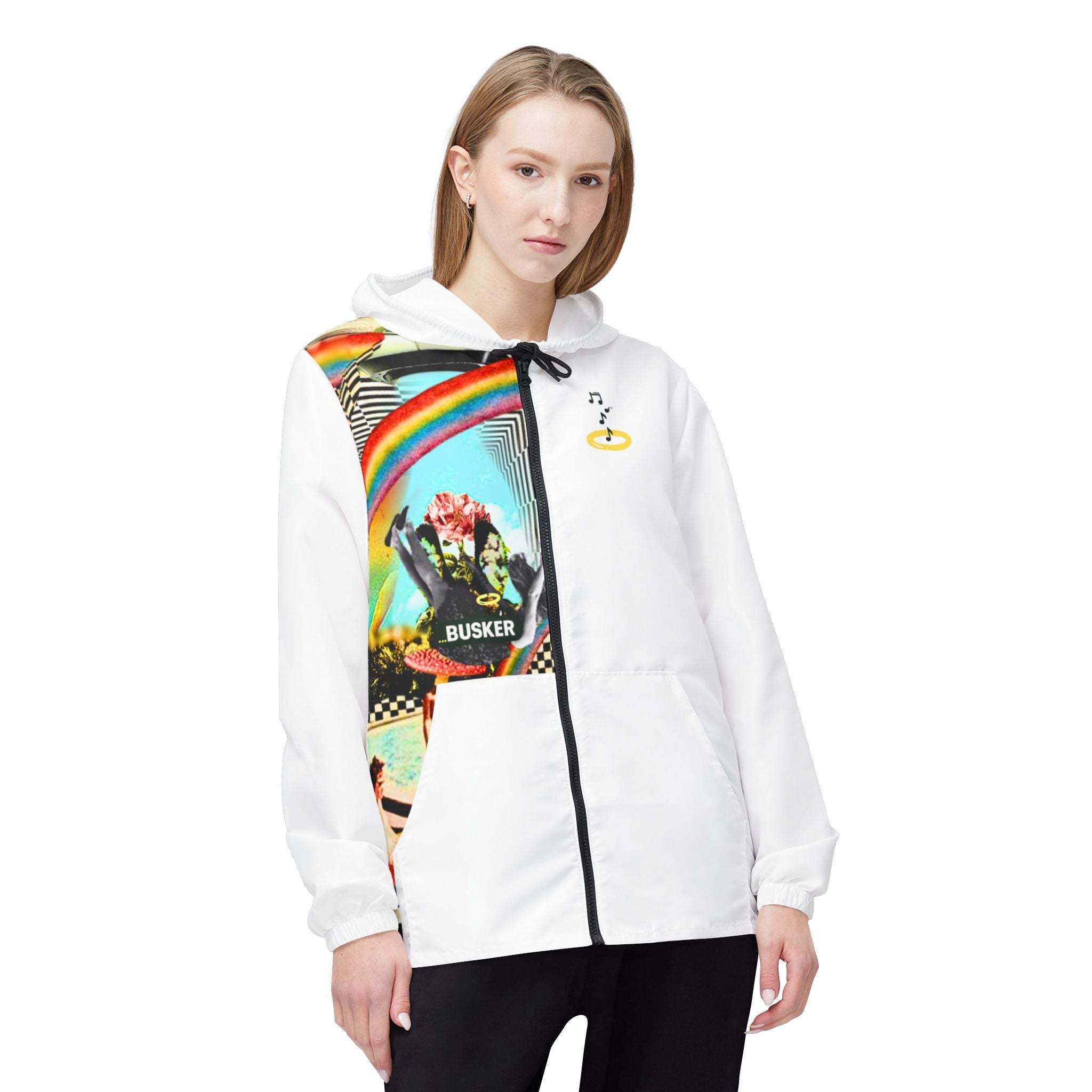 Colorful Busker Windbreaker Jacket - Unique AOP Design