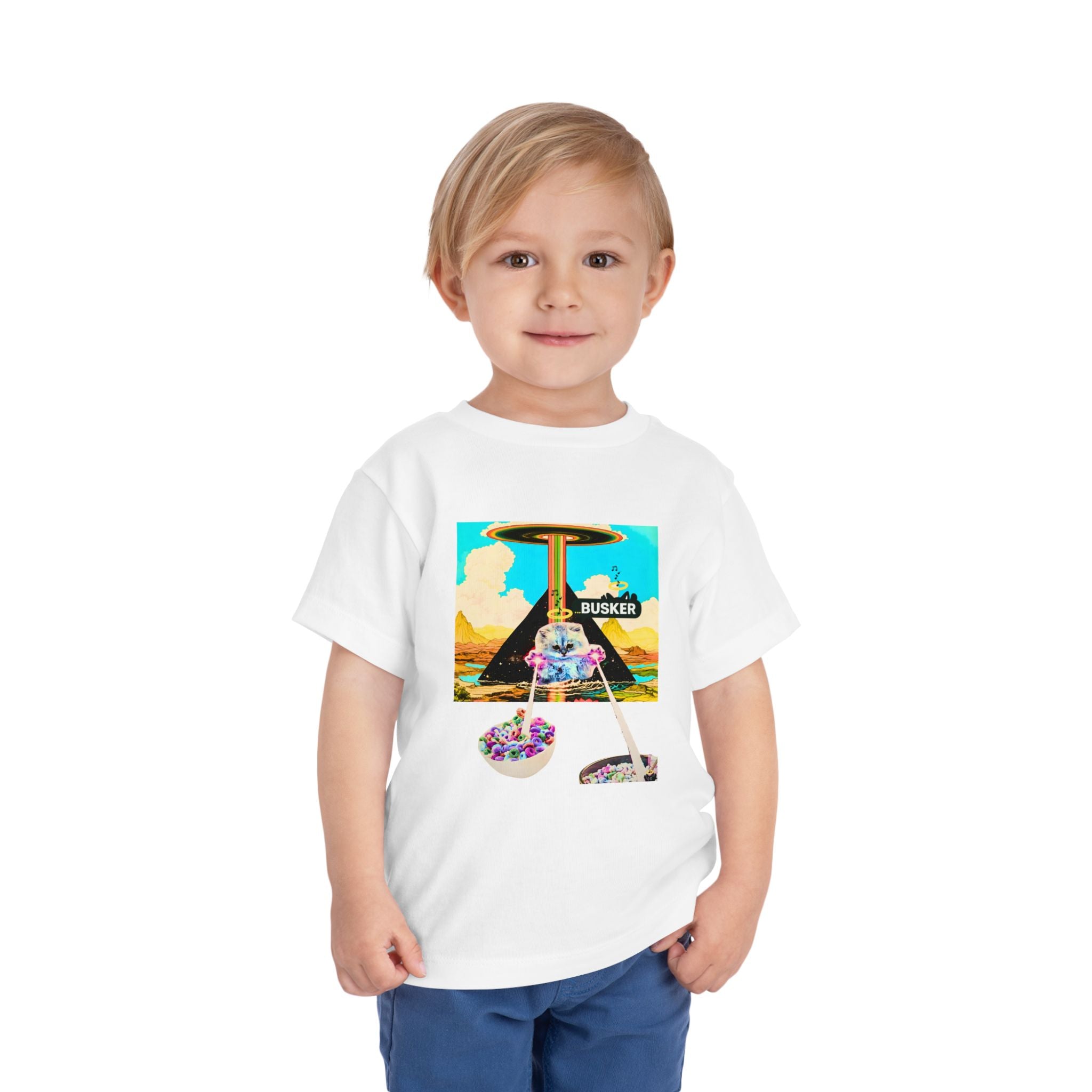 Busker Toddler Tee, Fun Kids T-Shirt, Colorful Short Sleeve Shirt, Birthday Gift for Toddlers, Summer Apparel