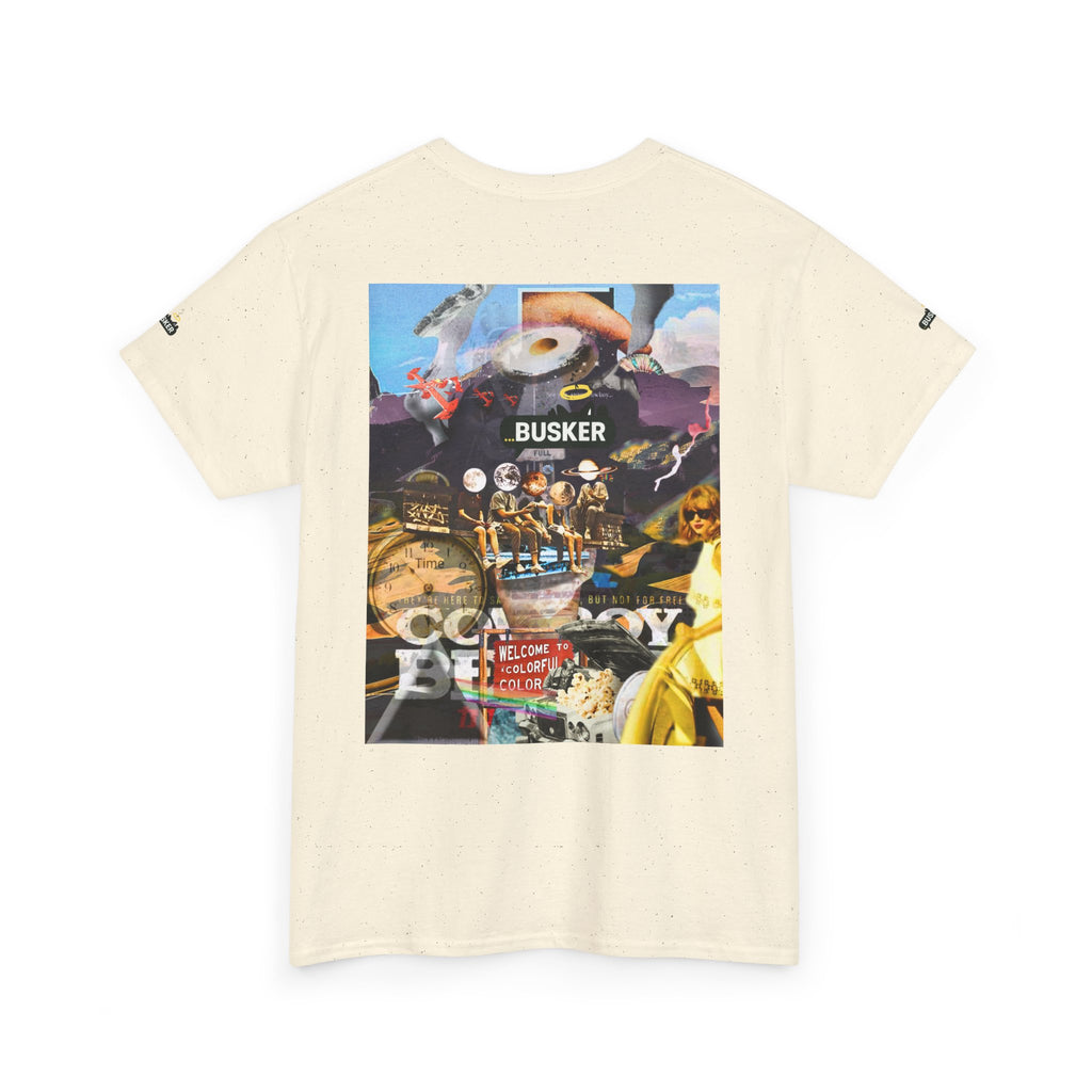 Busker Collage Graphic Tee — Vintage Music Poster Streetwear