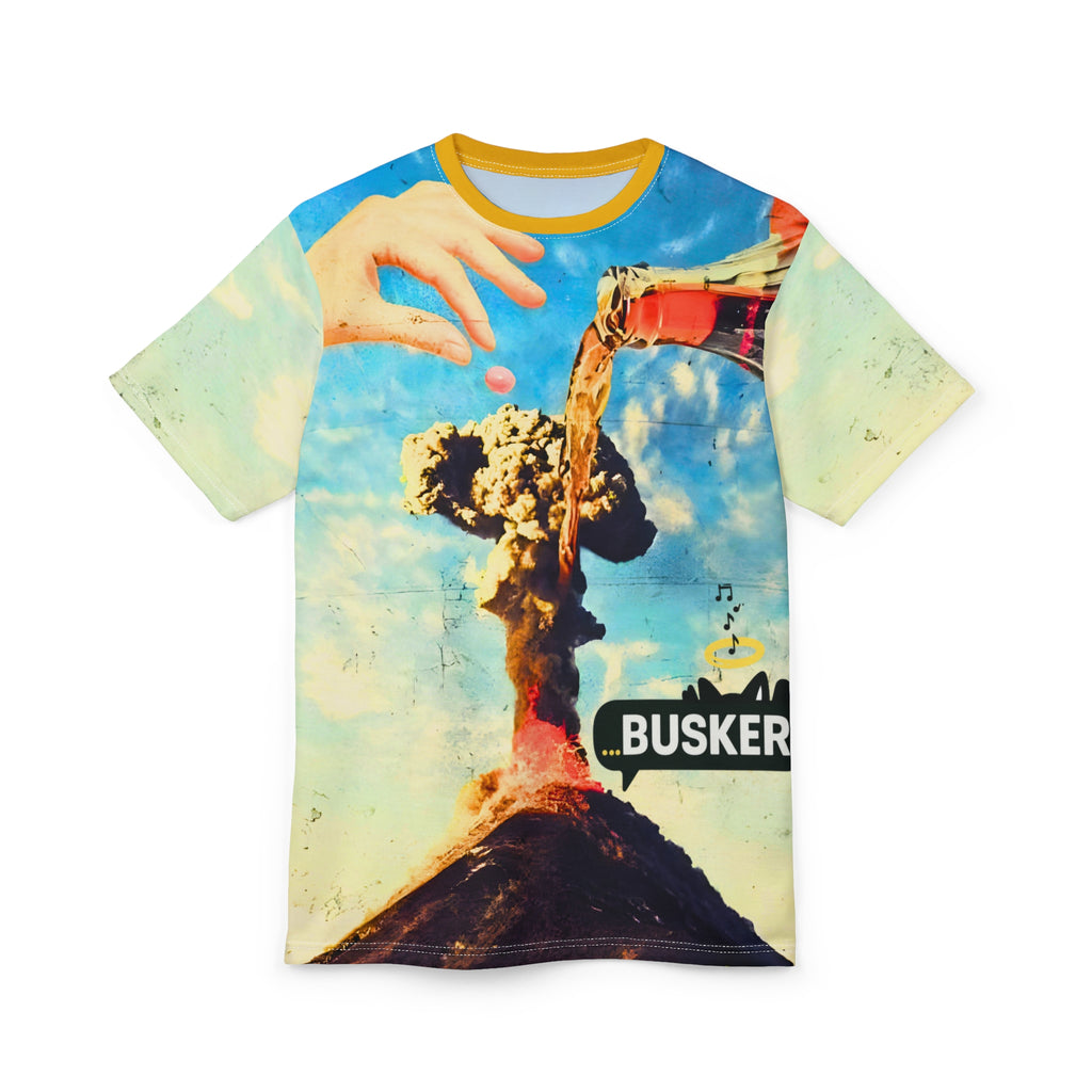 Unique Graphic Tee, Fun AOP T-Shirt, Youthful Streetwear, Urban Casual Wear, Perfect for Festivals, Summer Vibe Shirt
