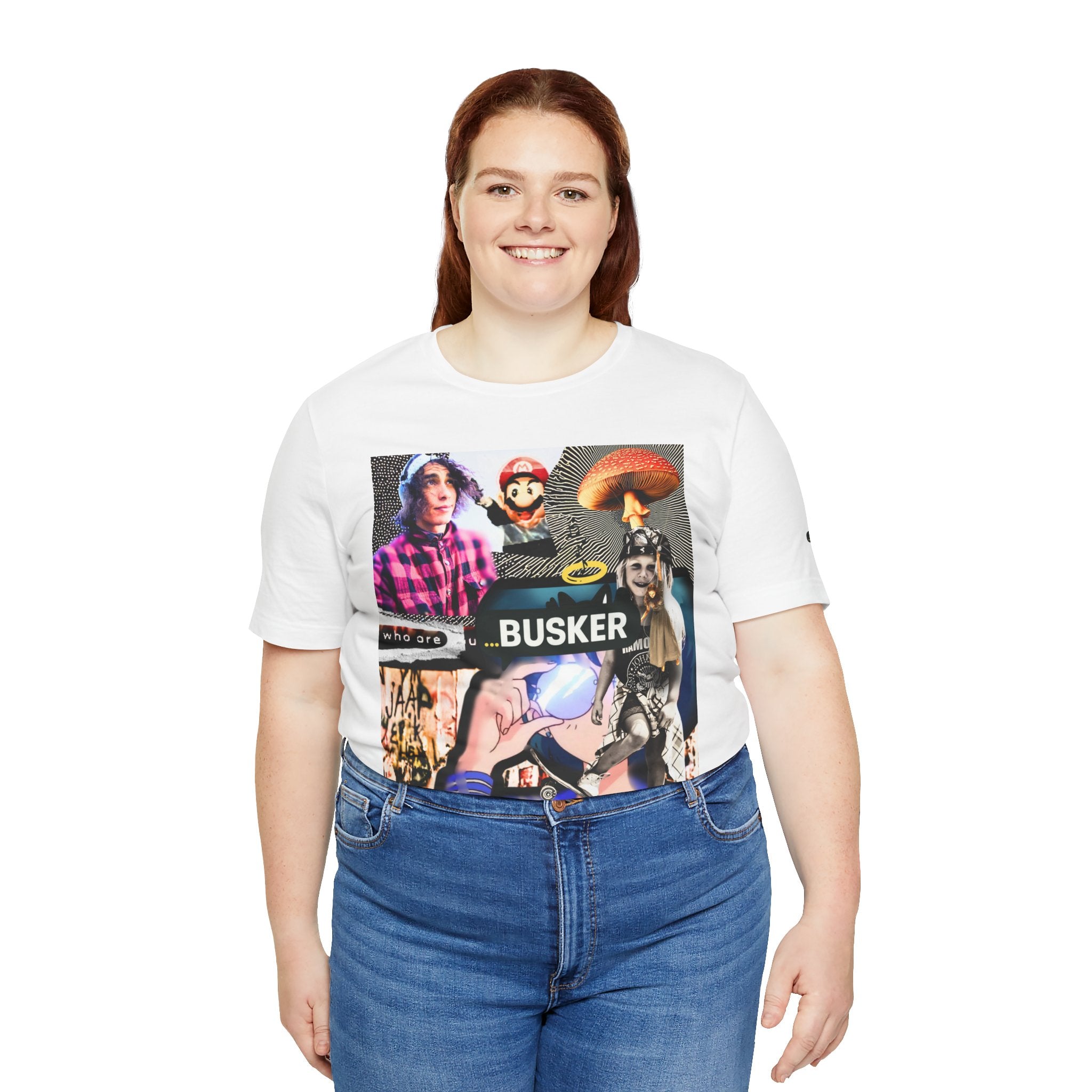 Busker Vibe Unisex Tee - Music & Art Collage Design