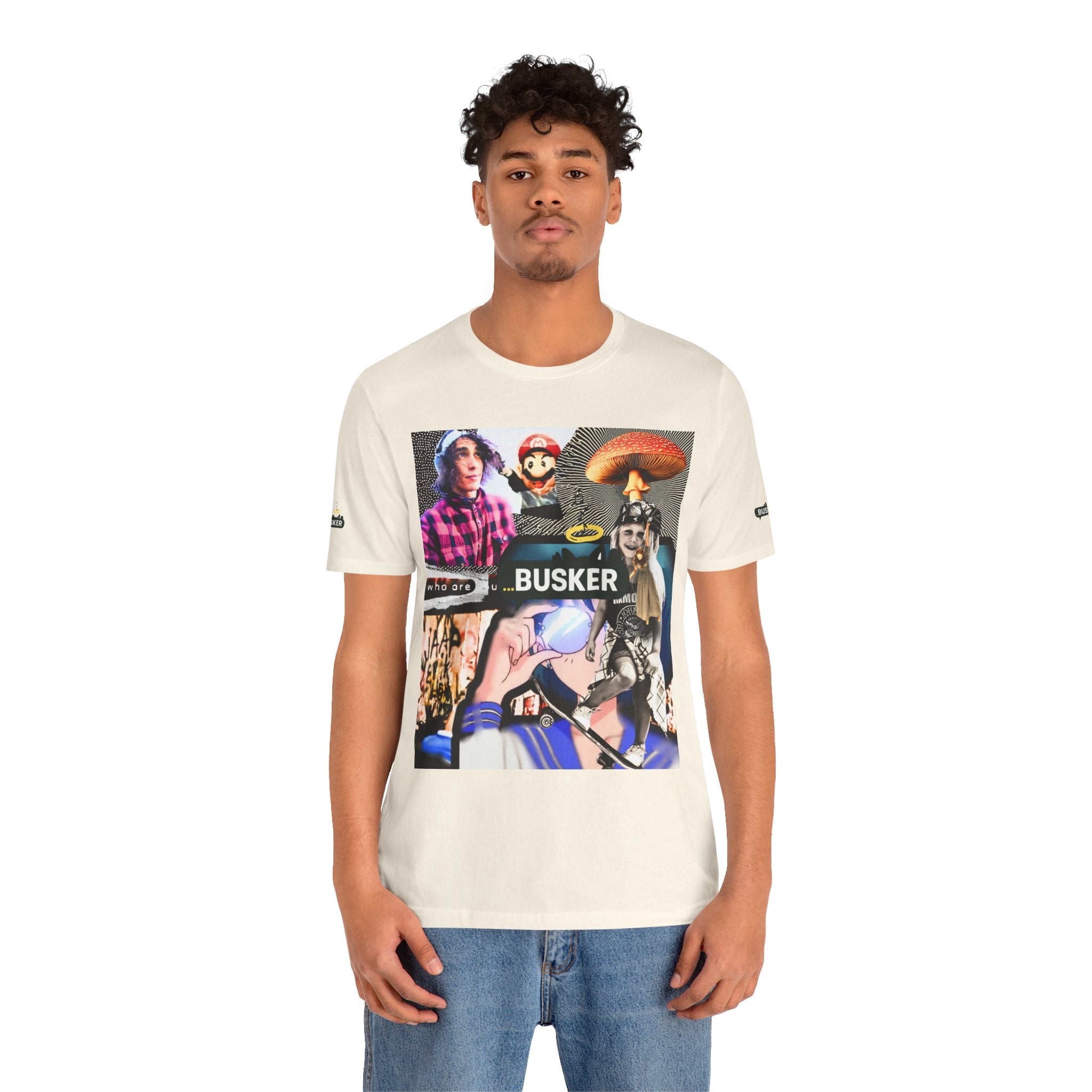 Busker Vibe Unisex Tee - Music & Art Collage Design