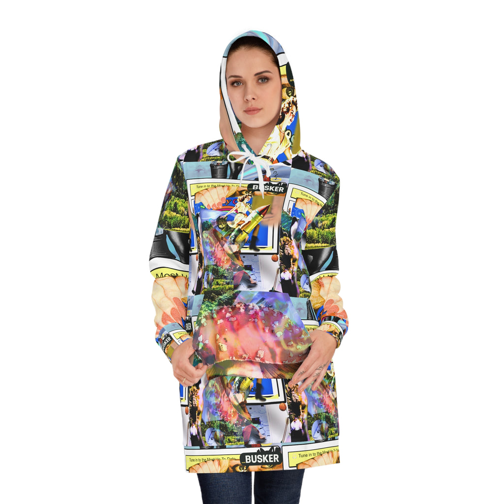 Colorful Women's Hoodie Dress with Graphic Print - Perfect for Fun Outings