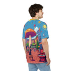 Colorful Mushroom Art Unisex Tee, Funky Graphic Tee, Gift for Music Lovers, Street Art Apparel, Summer Festival Shirt, Unique AOP T-Shirt